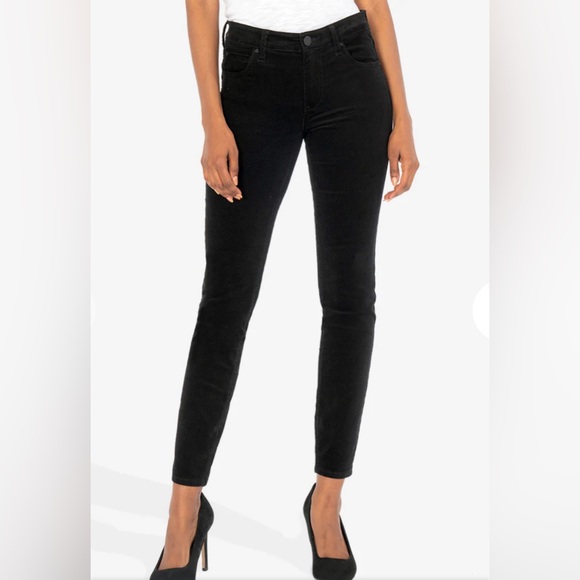 Kut From The Kloth Corduroy Pants Dark Grey Size 8 Dana Skinny Mid-low Rise - Picture 1 of 13